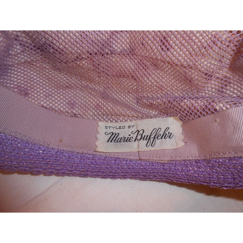Women's Vintage Hat Marie Buffehr 1960s Purple Print Small 20